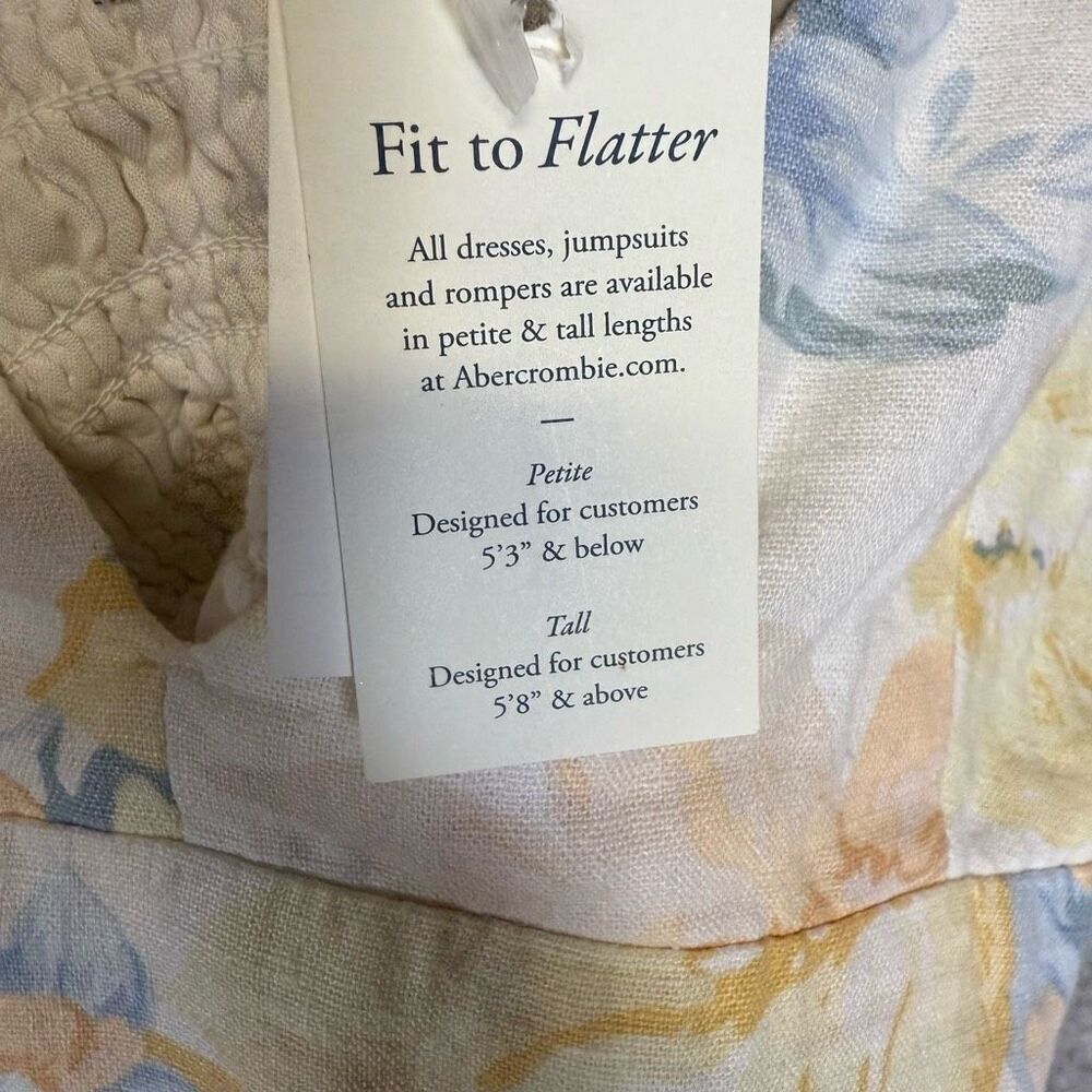 New Abercrombie & Fitch Women's Large Blue Yellow Romper Floral Fit to Flatter - Picture 6 of 11